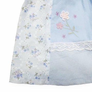 Souris(スーリー)「お花モチーフ付き切り替えフレンチスリーブブラウス」（90-130cm） メール便送料無料の画像