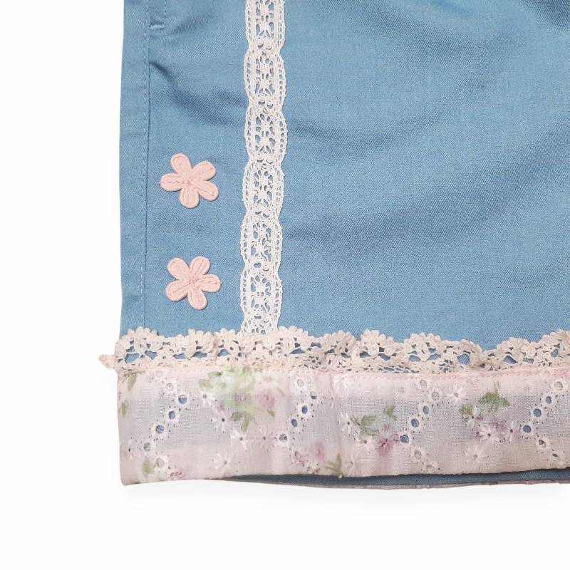 Souris(スーリー)「裾レース＆お花モチーフ付き ショートパンツ」（100-140cm） 【メール便送料無料】の画像