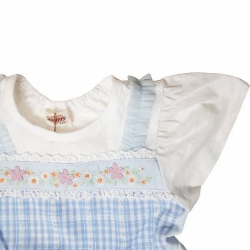 Souris(スーリー)「チェック柄フラワーチュールワンピース」（100-130cm） メール便送料無料の画像