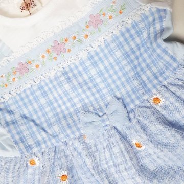 Souris(スーリー)「チェック柄フラワーチュールワンピース」（100-130cm） メール便送料無料の画像