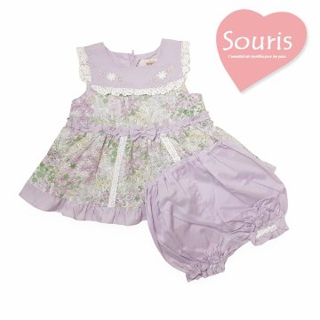 Souris (スーリー) 「フラワープリントノースリーブ ミルキースーツ 639」（80-90cm）メール便送料無料の画像