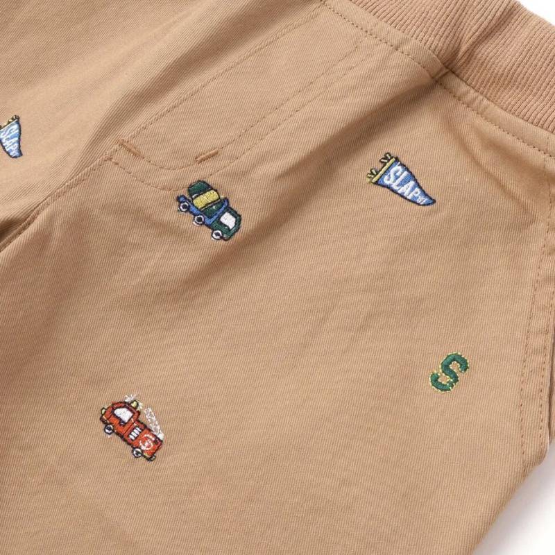 SLAP SLIP(スラップスリップ) 「働く車＆恐竜総柄刺繍 ショートパンツ」(90-130cm) 【メール便送料198円対応】の画像
