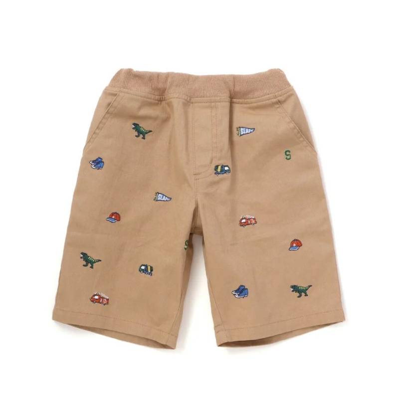 SLAP SLIP(スラップスリップ) 「働く車＆恐竜総柄刺繍 ショートパンツ」(90-130cm) 【メール便送料198円対応】の画像