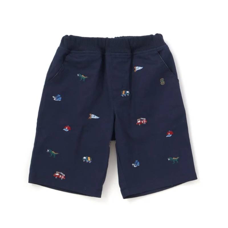 SLAP SLIP(スラップスリップ) 「働く車＆恐竜総柄刺繍 ショートパンツ」(90-130cm) 【メール便送料198円対応】の画像