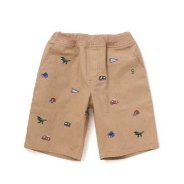 SLAP SLIP(スラップスリップ) 「働く車＆恐竜総柄刺繍 ショートパンツ」(90-130cm) 【メール便送料198円対応】の画像