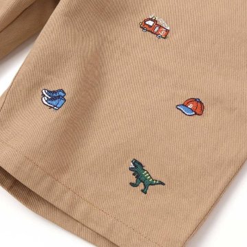 SLAP SLIP(スラップスリップ) 「働く車＆恐竜総柄刺繍 ショートパンツ」(90-130cm) 【メール便送料198円対応】の画像