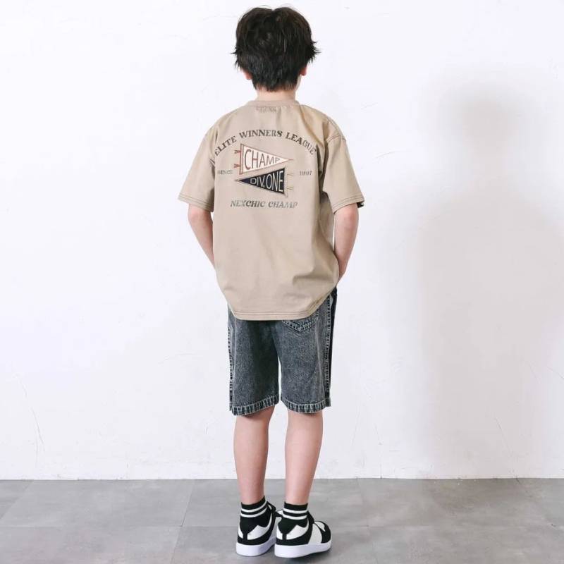 nexchic (ネクシック) 「デニムポケット付きTシャツ」(130-150cm)　メール便送料198円対応の画像
