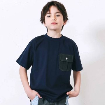 nexchic (ネクシック) 「デニムポケット付きTシャツ」(130-150cm)　メール便送料198円対応の画像