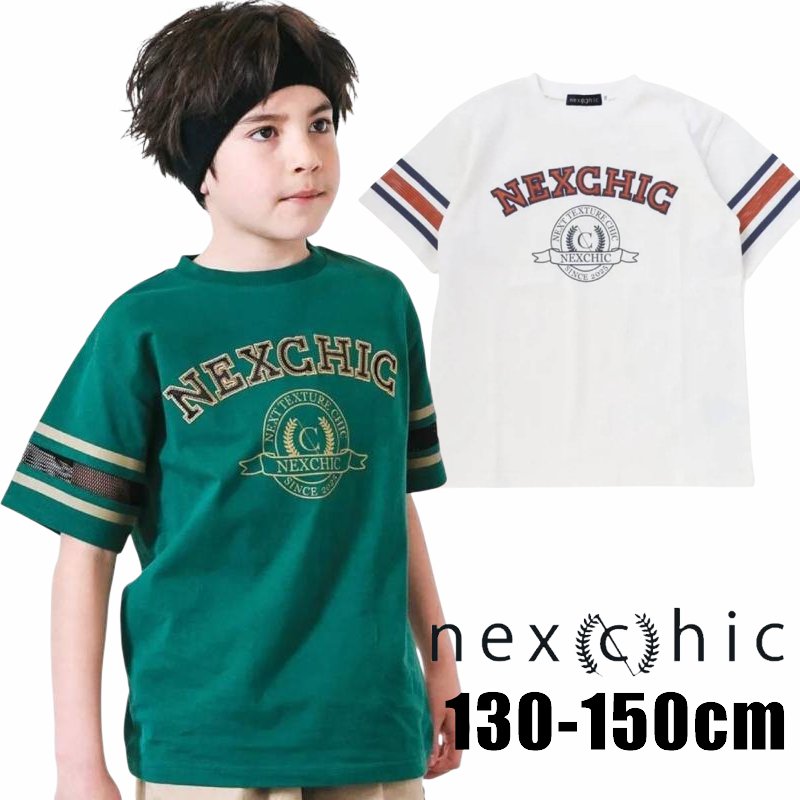 nexchic (ネクシック) 「パッチロゴ付きメッシュ袖Tシャツ」(130-150cm)　メール便送料198円対応の画像