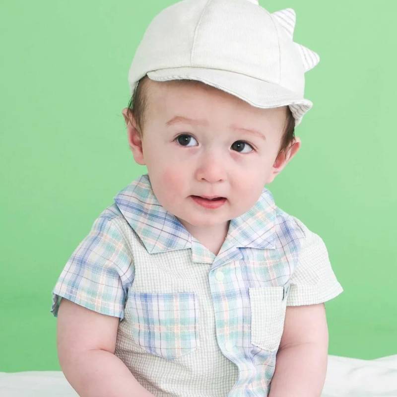 SLAP SLIP baby (スラップスリップ) 「マドラスチェックシャツドッキング半袖カバーオール」(80cm)  メール便対応可の画像