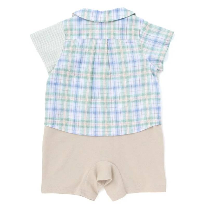 SLAP SLIP baby (スラップスリップ) 「マドラスチェックシャツドッキング半袖カバーオール」(80cm)  メール便対応可の画像