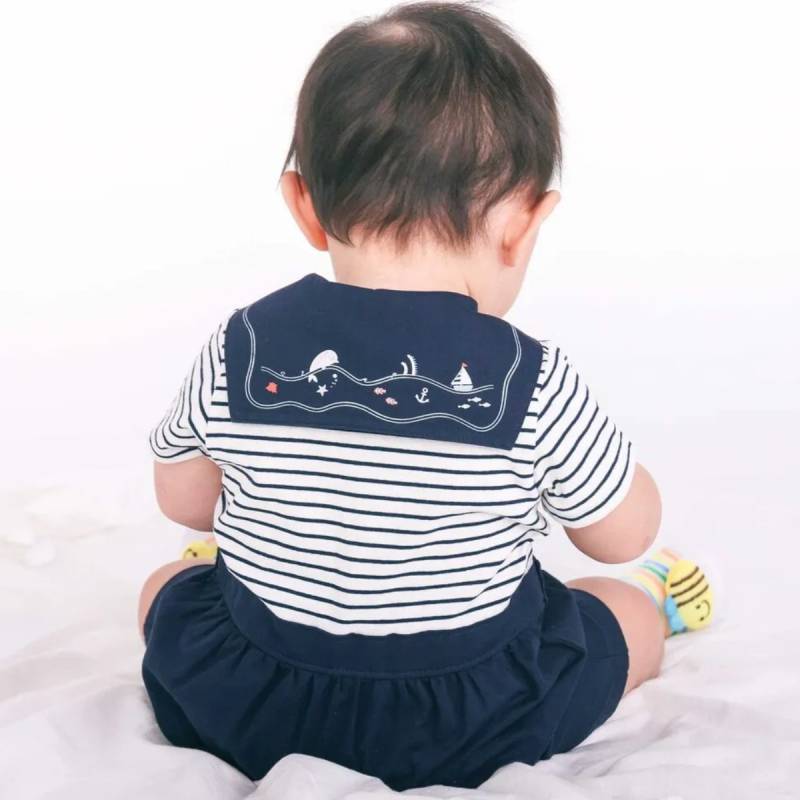 SLAP SLIP baby (スラップスリップ) 「セーラーカラーマリンドッキング半袖カバーオール」(70-80cm)  メール便対応可の画像