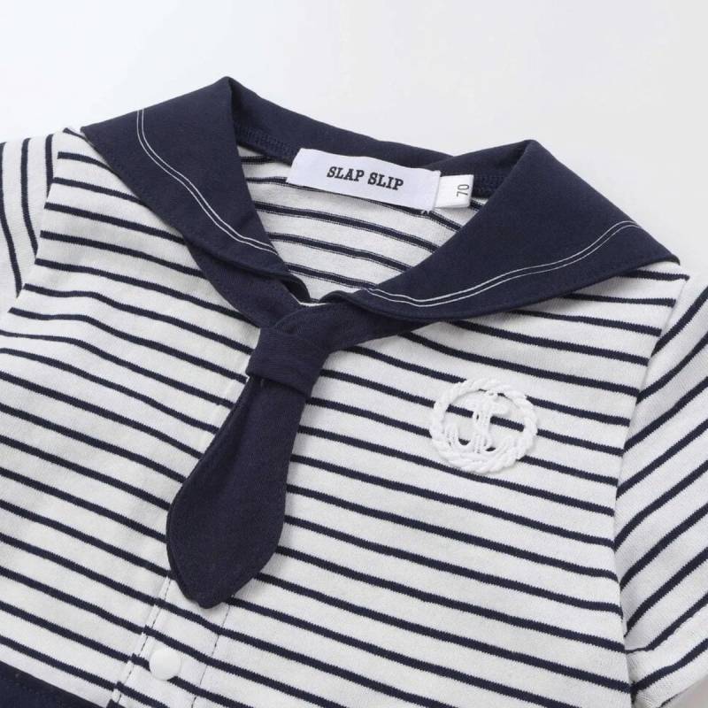 SLAP SLIP baby (スラップスリップ) 「セーラーカラーマリンドッキング半袖カバーオール」(70-80cm)  メール便対応可の画像