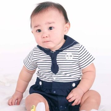 SLAP SLIP baby (スラップスリップ) 「セーラーカラーマリンドッキング半袖カバーオール」(70-80cm)  メール便対応可の画像