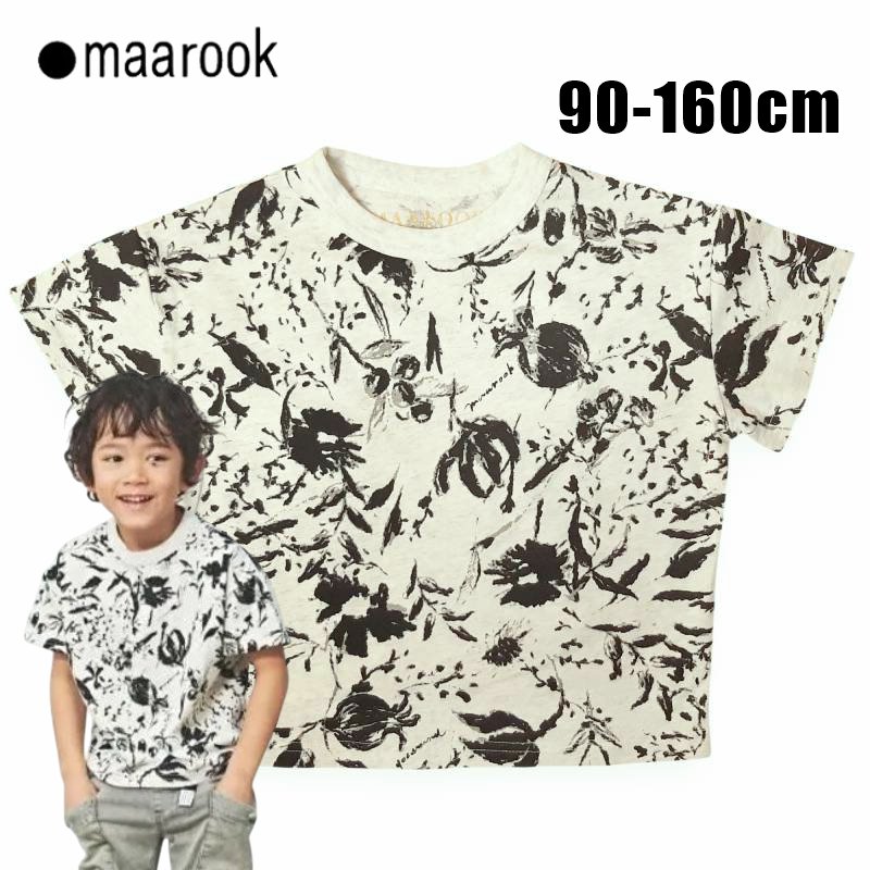 maarook「モノトーンフラワープリントTシャツ」(90-160cm)   【メール便送料無料】の画像