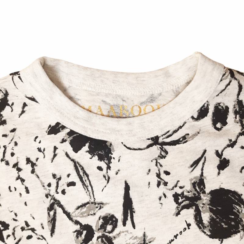 maarook「モノトーンフラワープリントTシャツ」(90-160cm)   【メール便送料無料】の画像