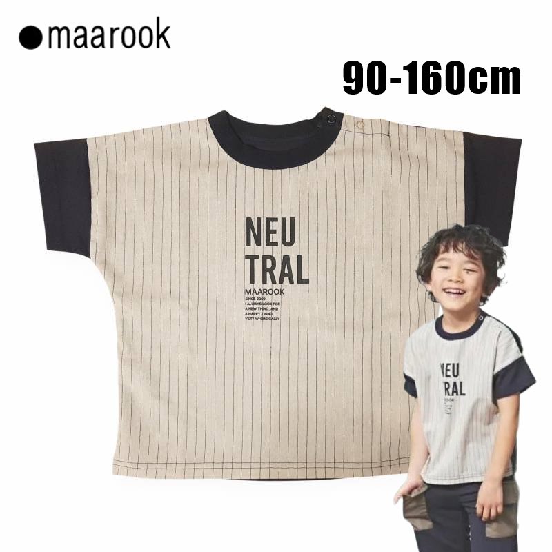 maarook「コットンリネンストライプTシャツ」(90-160cm)   【メール便送料無料】の画像