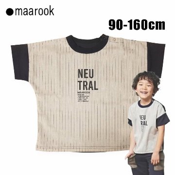maarook「コットンリネンストライプTシャツ」(90-160cm)   【メール便送料無料】の画像