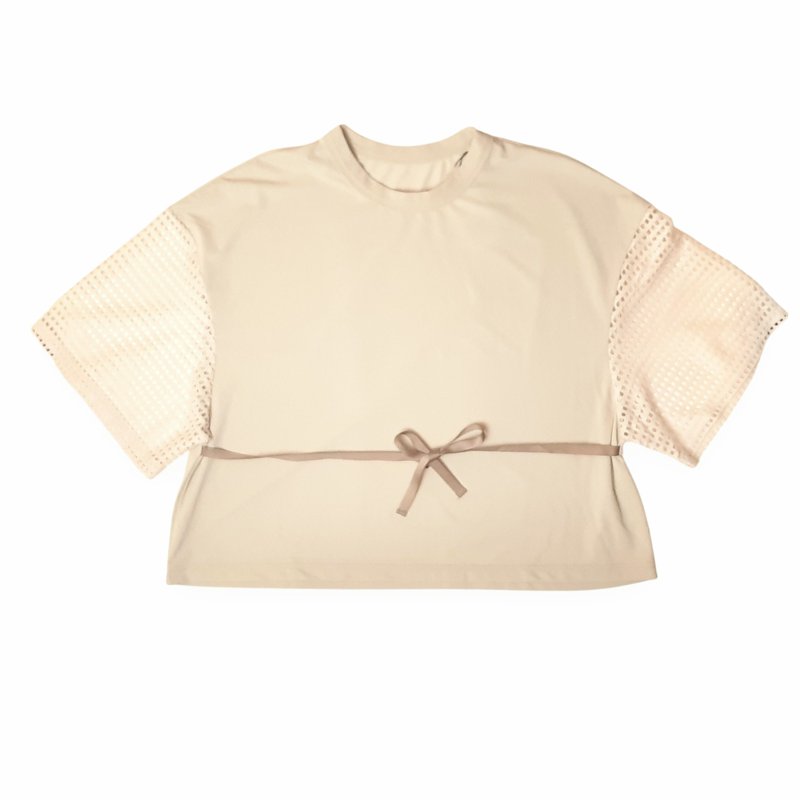 MUUNAA「接触冷感鹿の子天竺メッシュ袖Tシャツ」FREE   【メール便送料無料】の画像