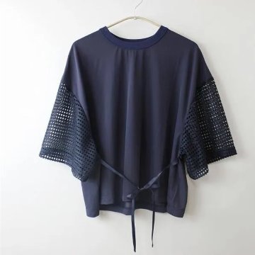 MUUNAA「接触冷感鹿の子天竺メッシュ袖Tシャツ」FREE   【メール便送料無料】の画像