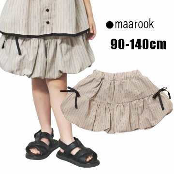 maarook「コットンリネンストライプバルーンスカート」(90-140cm)   【メール便送料無料】の画像