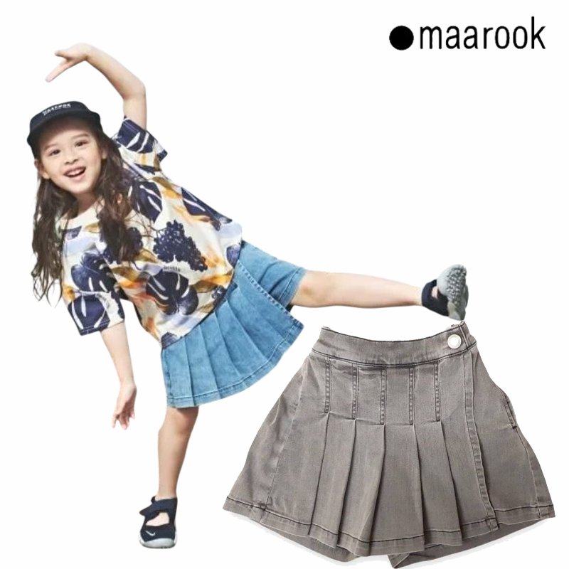 maarook「接触冷感プリーツデニムキュロットスカート」(90-130cm)   【メール便送料無料】の画像