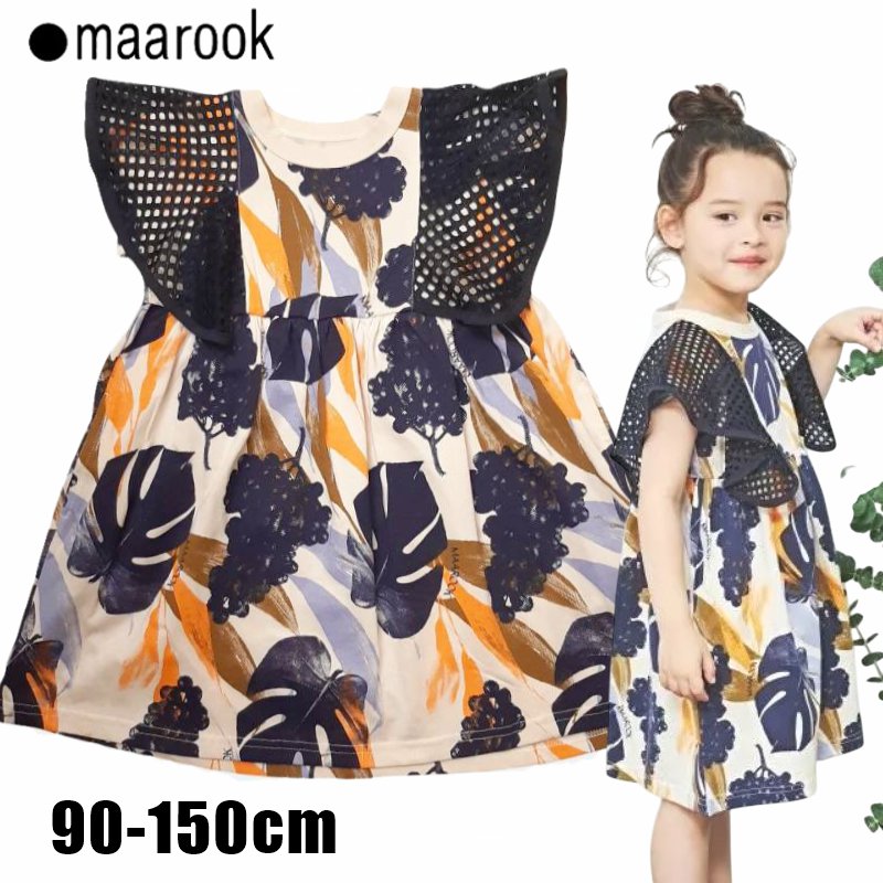 maarook「ボタニカルプリント天竺メッシュスリーブワンピース」(90-150cm)  の画像