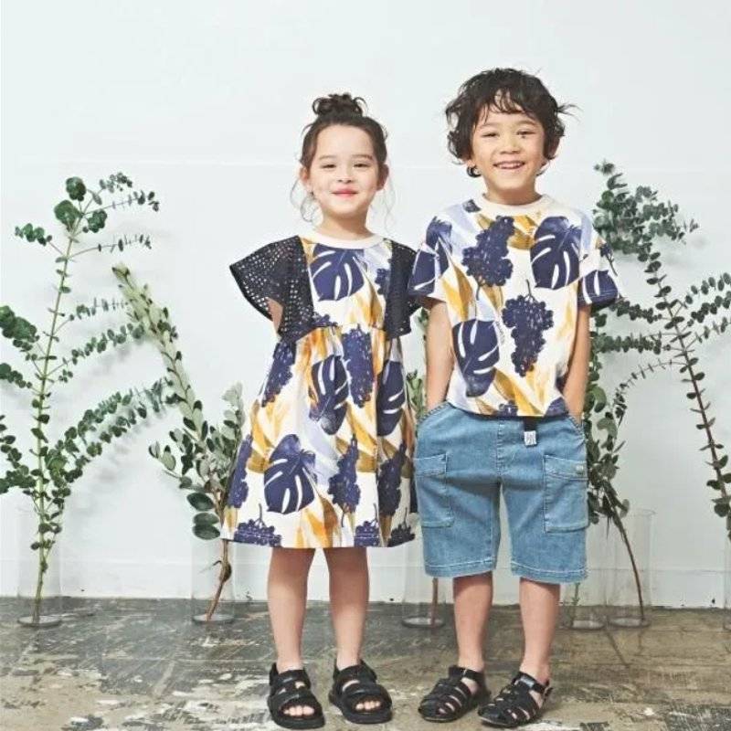 maarook「ボタニカルプリント天竺メッシュスリーブワンピース」(90-150cm)  の画像