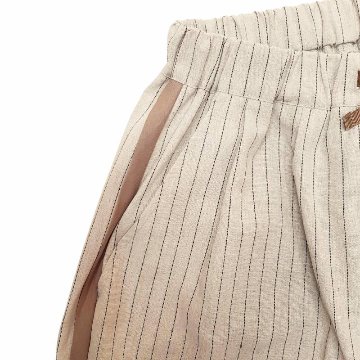 【美品・定価3万】CRUNA ストライプ コットンリネンパンツ 46 MUUNAA「コットンリネンストライプラインパンツ」FREE