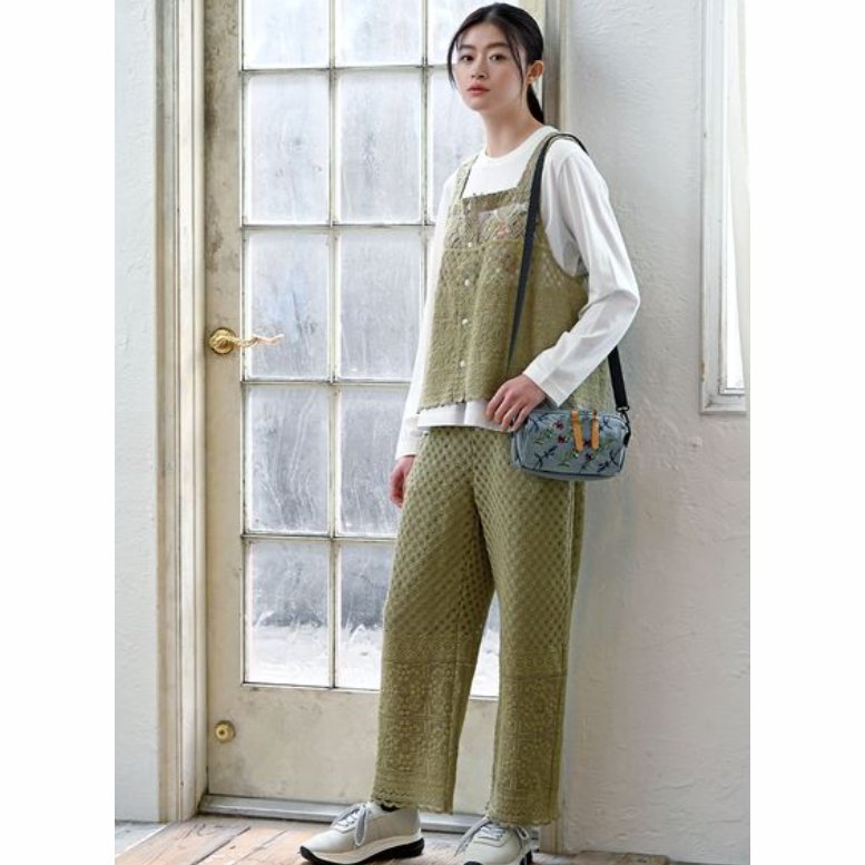 SUPER HAKKA glanta 「フラワーストライプ刺繍ミニショルダーバッグ」Fの画像
