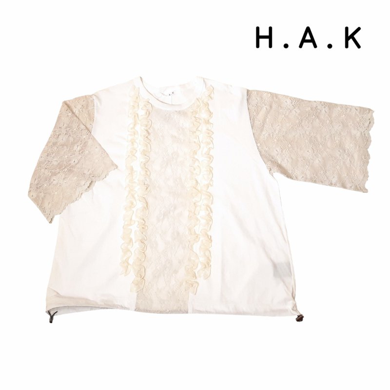 H.A.K 「ヴィンテージラッセルレース+サイロプレミアム天竺フリルカットソー」 Fの画像