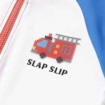 SLAP SLIP 「はしご車ブロックワッペン付きバイカラー ラッシュガード」 (90-130cm)の画像