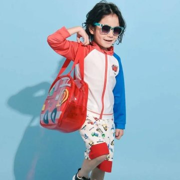 SLAP SLIP 「はしご車ブロックワッペン付きバイカラー ラッシュガード」 (90-130cm)の画像