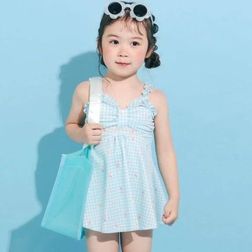 SLAP SLIP「ギンガムチェック総柄 ワンピース型 スイムウェア」 (90-130cm)の画像