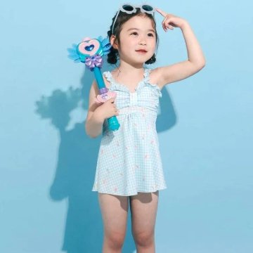 SLAP SLIP「ギンガムチェック総柄 ワンピース型 スイムウェア」 (90-130cm)の画像