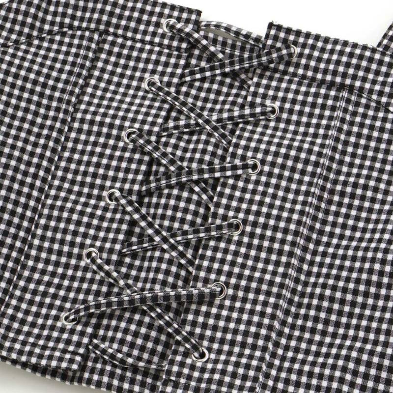 ZIDDY「リブTシャツ＋ギンガムビスチェ＆スカート 3点セット」 (140-160cm)の画像