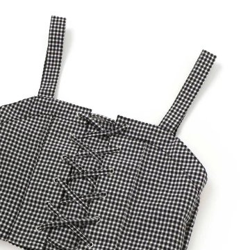 ZIDDY「リブTシャツ＋ギンガムビスチェ＆スカート 3点セット」 (140-160cm)の画像