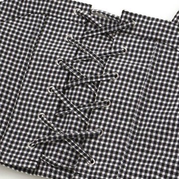 ZIDDY「リブTシャツ＋ギンガムビスチェ＆スカート 3点セット」 (140-160cm)の画像