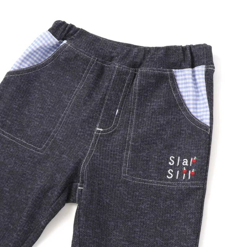 SLAP SLIP(スラップスリップ) 「りんごポケット 折り返し裾7分丈カットデニムパンツ」(80-110cm) 【メール便送料198円対応】の画像
