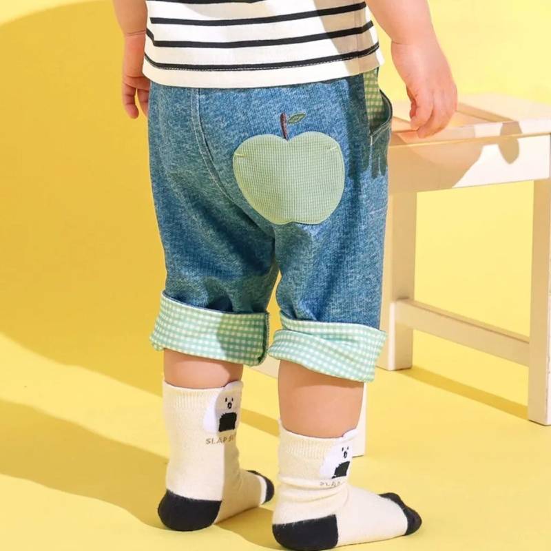 SLAP SLIP(スラップスリップ) 「りんごポケット 折り返し裾7分丈カットデニムパンツ」(80-110cm) 【メール便送料198円対応】の画像