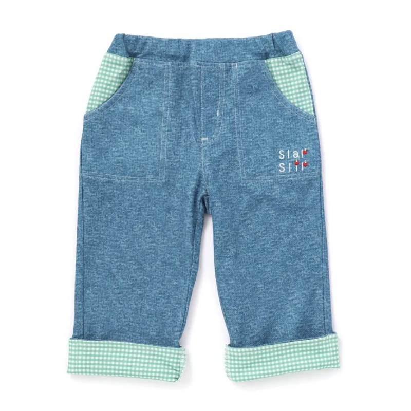 SLAP SLIP(スラップスリップ) 「りんごポケット 折り返し裾7分丈カットデニムパンツ」(80-110cm) 【メール便送料198円対応】の画像