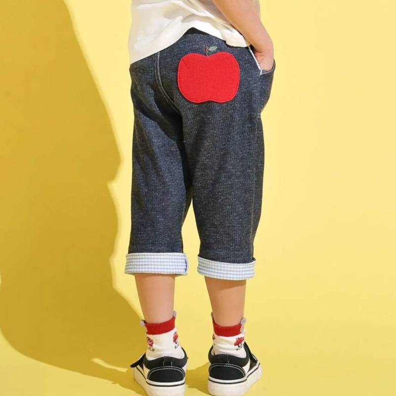 SLAP SLIP(スラップスリップ) 「りんごポケット 折り返し裾7分丈カットデニムパンツ」(80-110cm) 【メール便送料198円対応】の画像