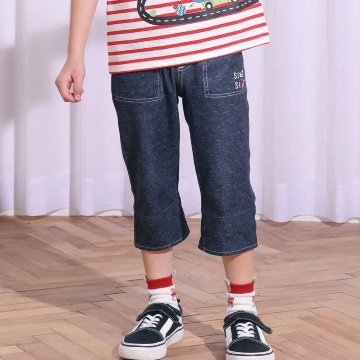 SLAP SLIP(スラップスリップ) 「りんごポケット 折り返し裾7分丈カットデニムパンツ」(80-110cm) 【メール便送料198円対応】の画像