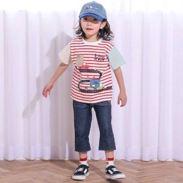 SLAP SLIP(スラップスリップ) 「りんごポケット 折り返し裾7分丈カットデニムパンツ」(80-110cm) 【メール便送料198円対応】の画像