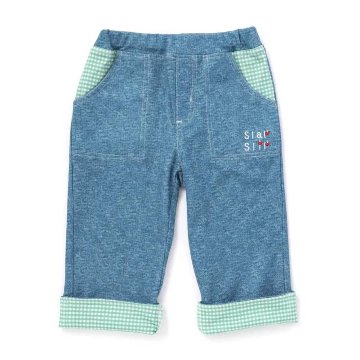 SLAP SLIP(スラップスリップ) 「りんごポケット 折り返し裾7分丈カットデニムパンツ」(80-110cm) 【メール便送料198円対応】の画像