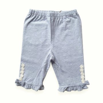 Souris(スーリー)「裾フリルお花モチーフ&リボンカットソー 5分丈パンツ」（80-130cm） 【メール便送料無料】の画像