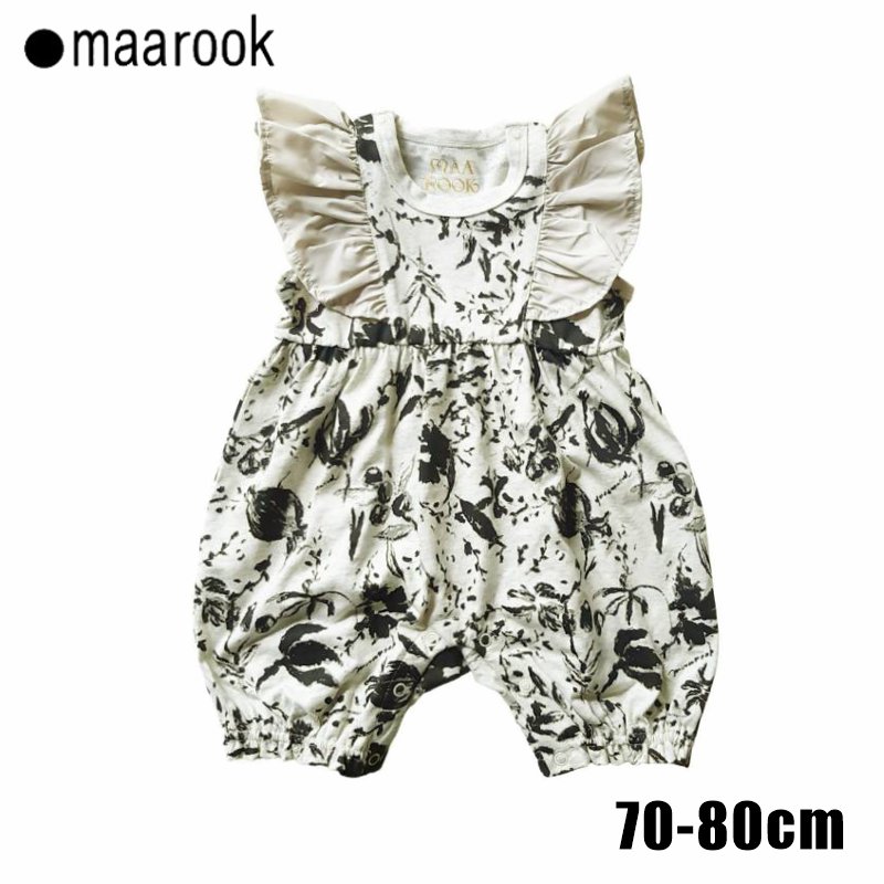 maarook「モノトーンフラワープリント ロンパース」(70-80cm)  の画像