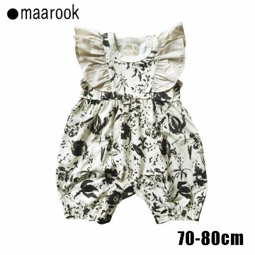 maarook「モノトーンフラワープリント ロンパース」(70-80cm)  の画像