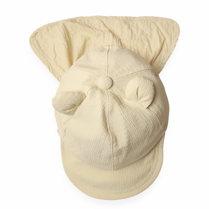 hakka baby「UVケア くま耳日よけ付きキャップ」S(48-50cm)【メール便送料無料】の画像