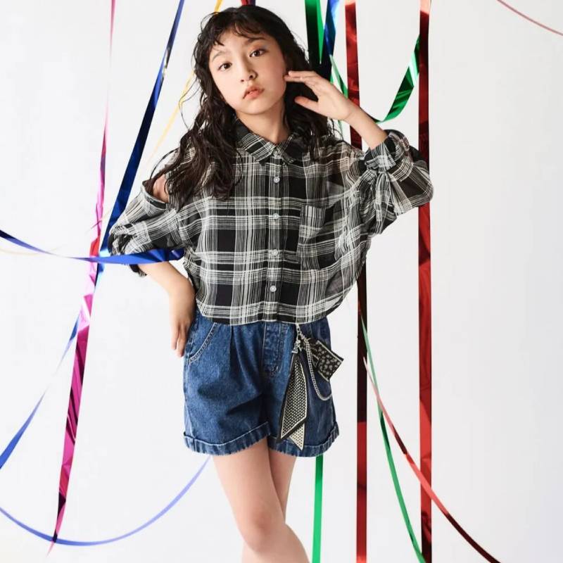 ZIDDY「バンダナ付きデニムショートパンツ」 (140-160cm)  メール便送料198円対応可の画像